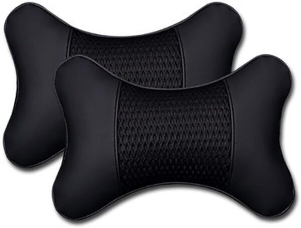 2 Pack Car Headrest Pillow PU Leather Car Neck Pillow for Driving Seat Breathable Automotive Neck Support Adjustable Cute Auto Neck Pillow Neck Shoulder Pain Relief for Travel(Black) …