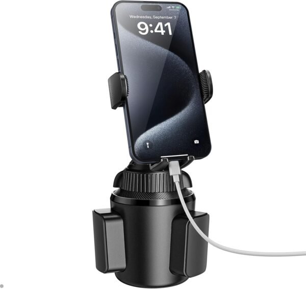 Universal Car Cup Phone Holder | Quick Extension Long Arm | 360° Swivel | Adjustable for iPhone, Samsung, Google, and All Smartphones | Stable & No Shake Design