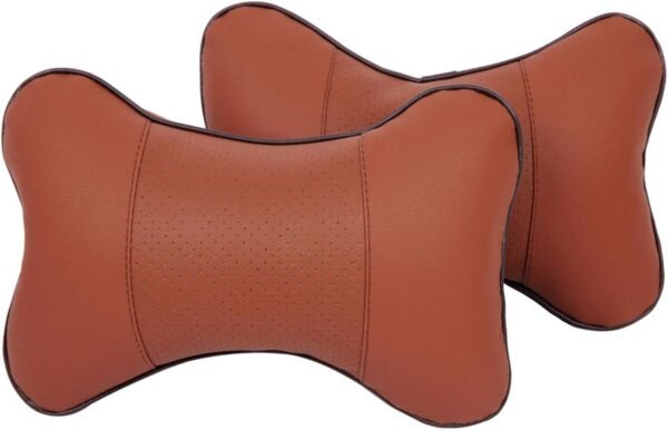 2PCS Car Neck Pillow, Comfortable Soft Breathable Leather Car Head Neck Rest Cushion Relax Neck Support Headrest Pillows for Car Seat Travel and Home