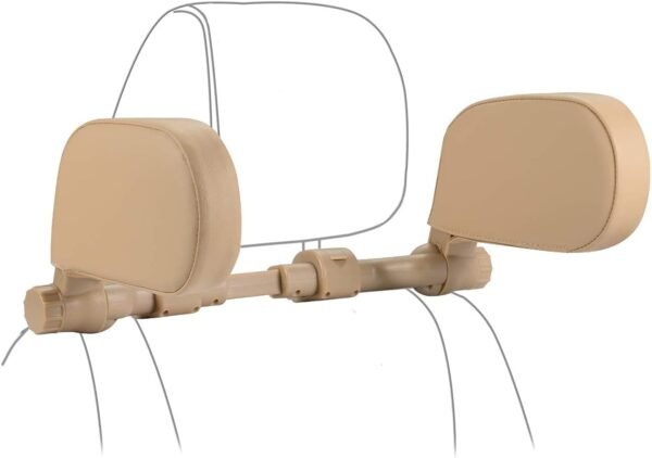 Car Headrest Pillow, Car Neck Pillow Head Support Upgrade Version, Adjustable Travel Car Seat Pillow Sleeping Cushion for Kids Adults Elders- Beige