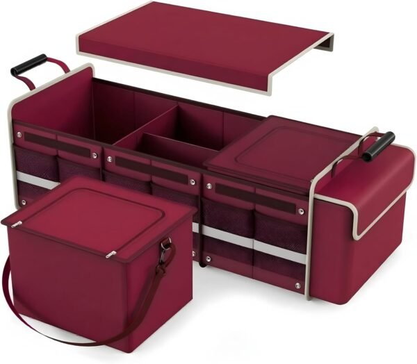 Large Trunk Organizer for SUVs, with Portable Insulated Bag, Foldable