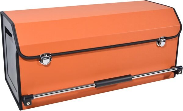 Car Trunk Organizer for SUVs, Foldable Leather Car Trunk Storage Box with Lid and Sturdy Handle