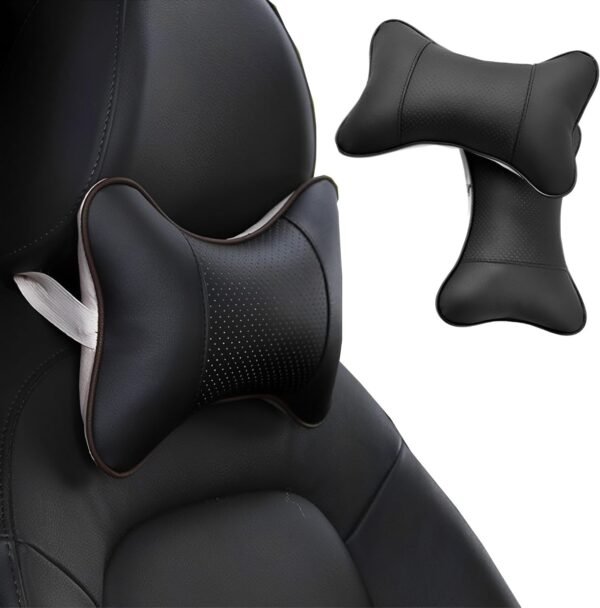 Pack of 2 Car Headrest, Neck Pillow for Car Seat, Memory Foam Neck Support, Travel Pillow, Car Cushion Adjustable for Headrest and Neck, Car Seat Neck Support Cushion (Black)