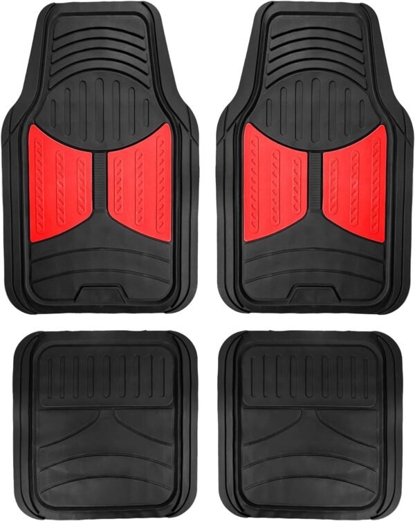 Full Set Trimmable Rubber Floor Mats, Monster Eyes (Red) - Universal Fit for Cars Trucks and SUVs