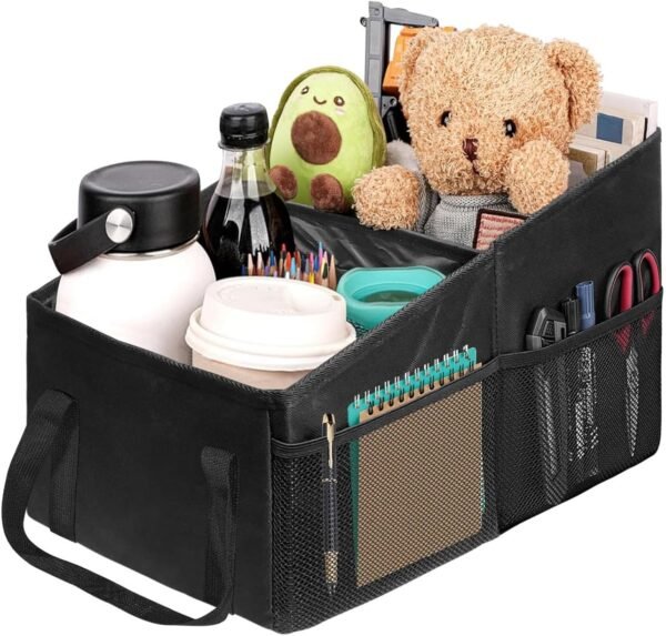 Car Storage Bag with Divider and Handle, Foldable Small Car Seat Storage Bag