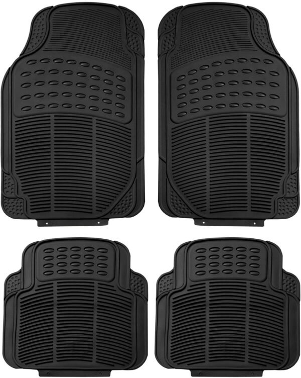Automotive Floor Mats - Heavy-Duty Rubber, Universal Fit Full Set, , Trimmable For Most Cars, Sedan, SUV, Truck, Black