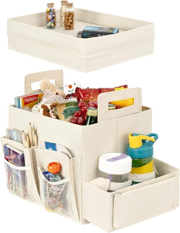 Foldable Car Trunk Organizer, with Lid and Multiple Compartments, Non-Slip and Waterproof Storage Box